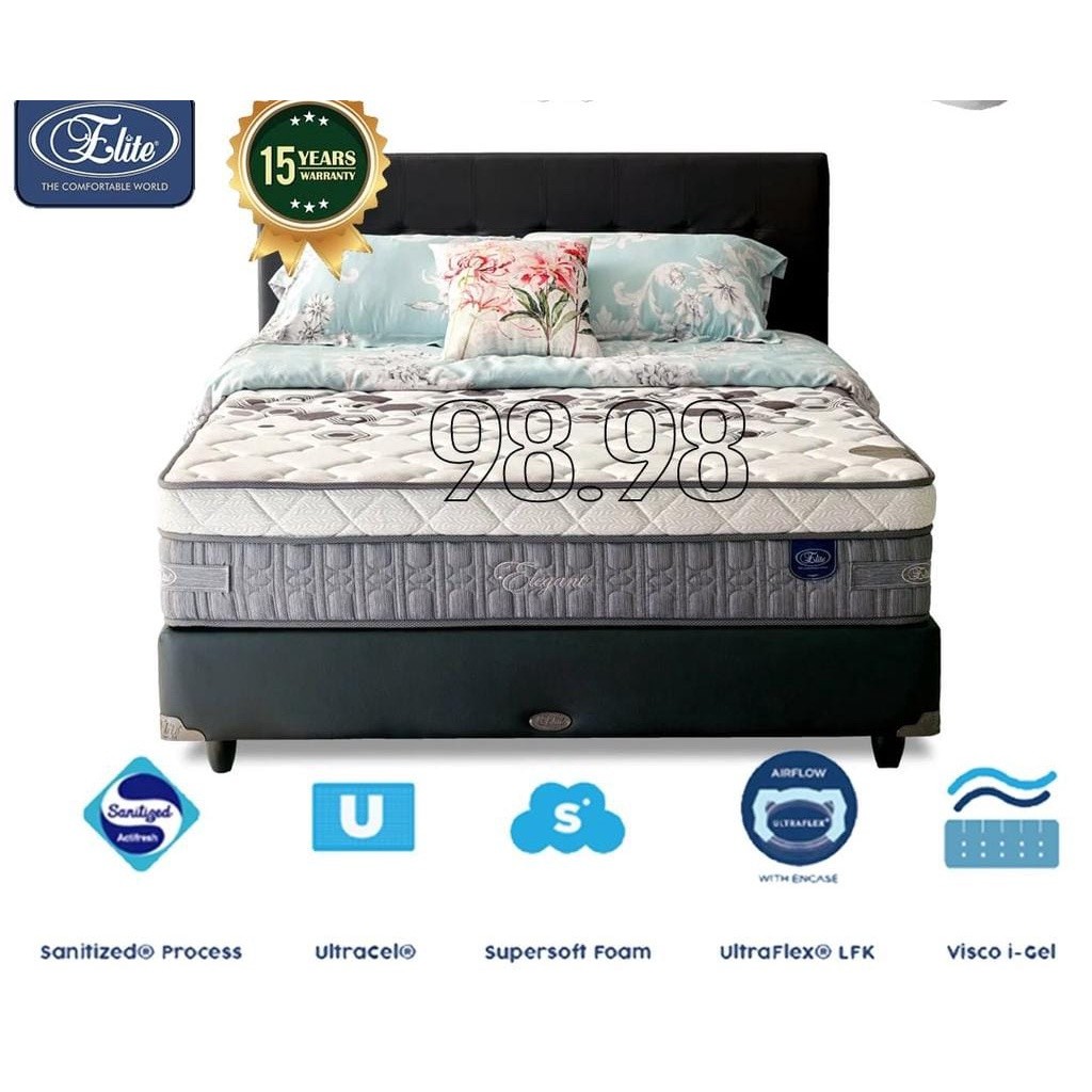 ELITE Springbed Uk.180 x 200 cm Elegant Set Custom - Matras Springbed Fullset Divan Sandaran - elgra