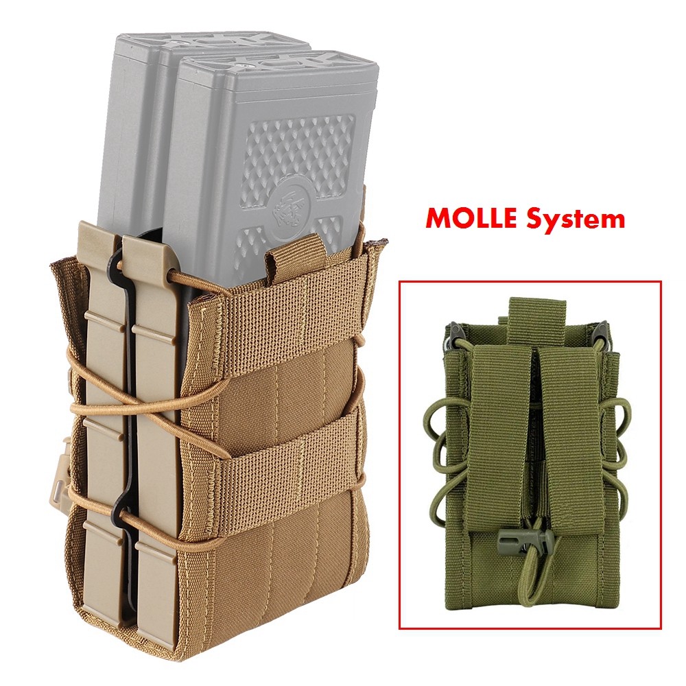 7.62 Double Magazine Pou Hunting Pistol Gun Pou Tactical Elastic Molle Magazine Box Adjustable Mag H