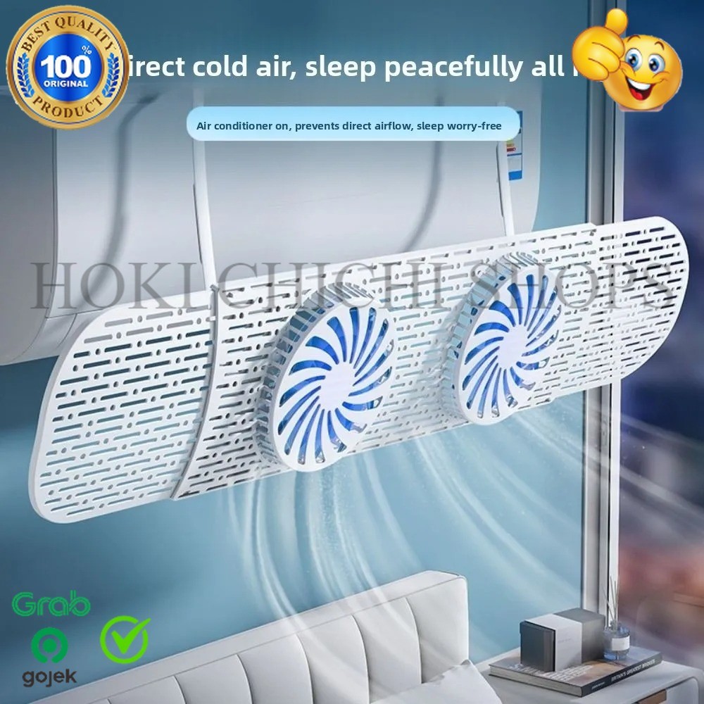 Cover Angin AC Adjustable Air Conditioner Deflector with Fans | Talang AC MODEL TERBARU DENGAN 2 KIP
