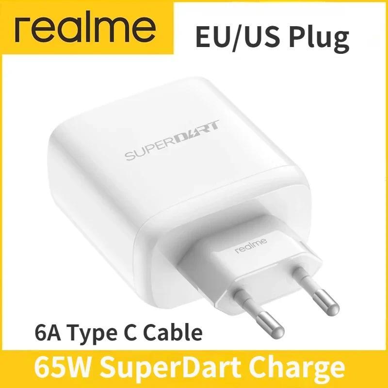 EU/US Plug Realme 65W SuperDart arger Power Adapter Official For Realme 10 Pro Plus GT Neo2T GT2 Q5 