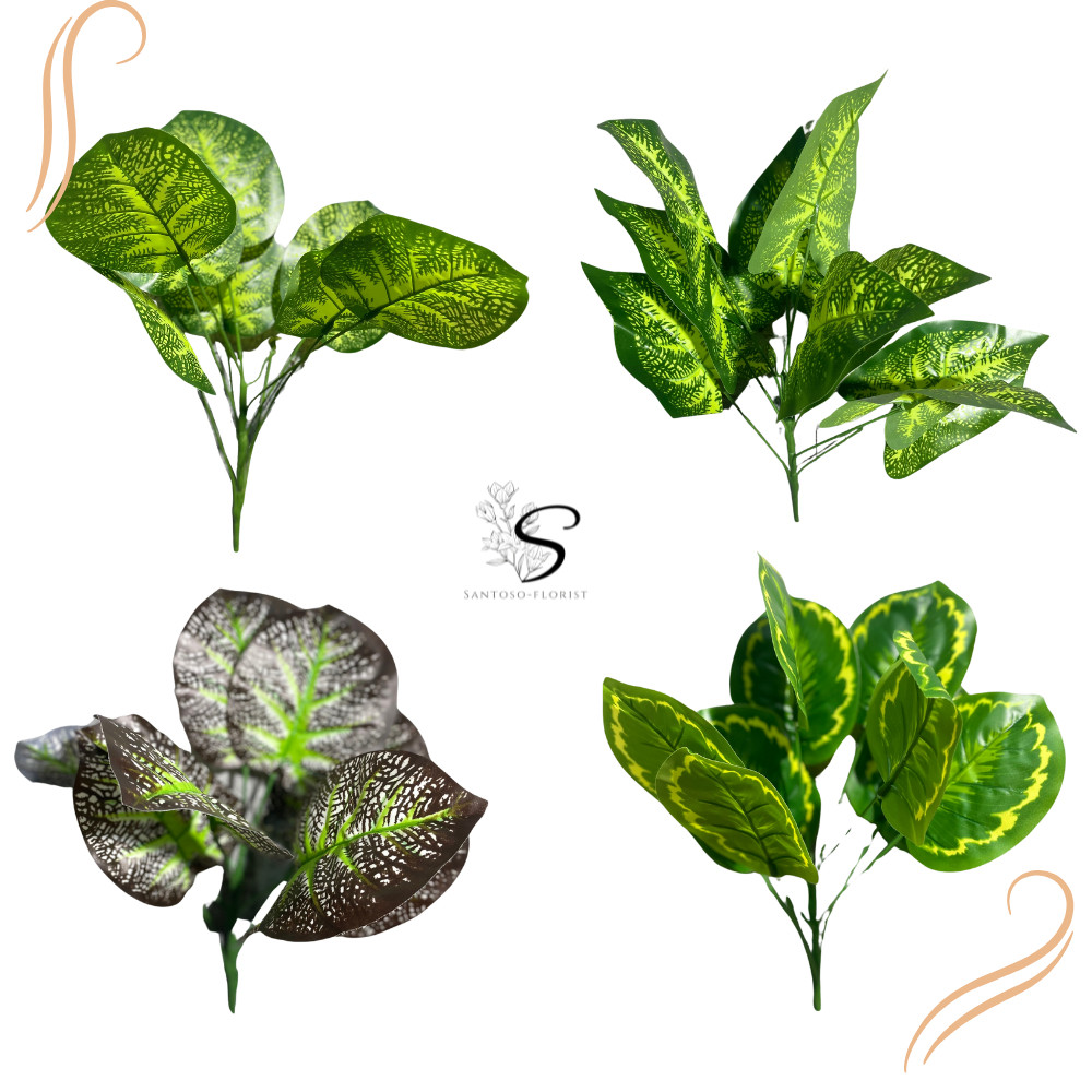 Tanaman Hias Palsu Tanpa Pot Daun Keladi Plastik Bunga Artificial Dekorasi Ruangan / CZ-016