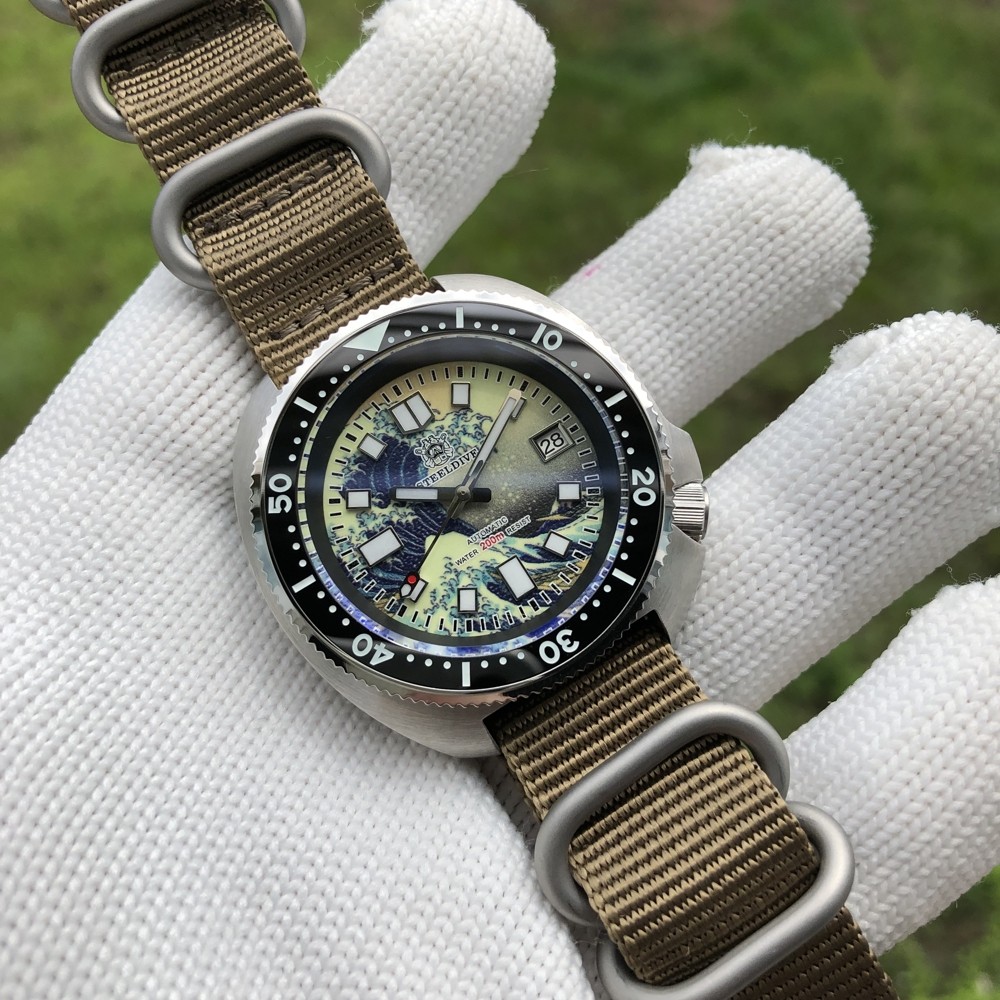 STEELDIVE SD1970J Kanagawa Turtle Full Luminous Dial Ceramic Bezel NH35 AutomaticSTEELDIVE Offical S