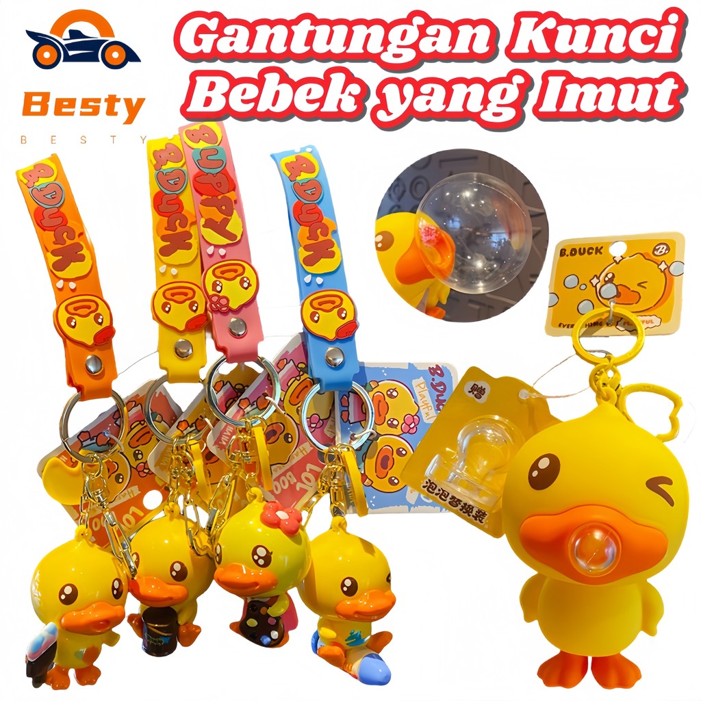 Besty Gantungan Kunci B.Duck With Bubble ORIGINAL Gantungan Tas Bebek Lucu Viral B.Duck Original