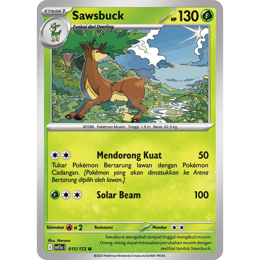 TCG Sawsbuck 015/172 SV11s Hitam Putih KARTU CARD POKEMON INDONESIA