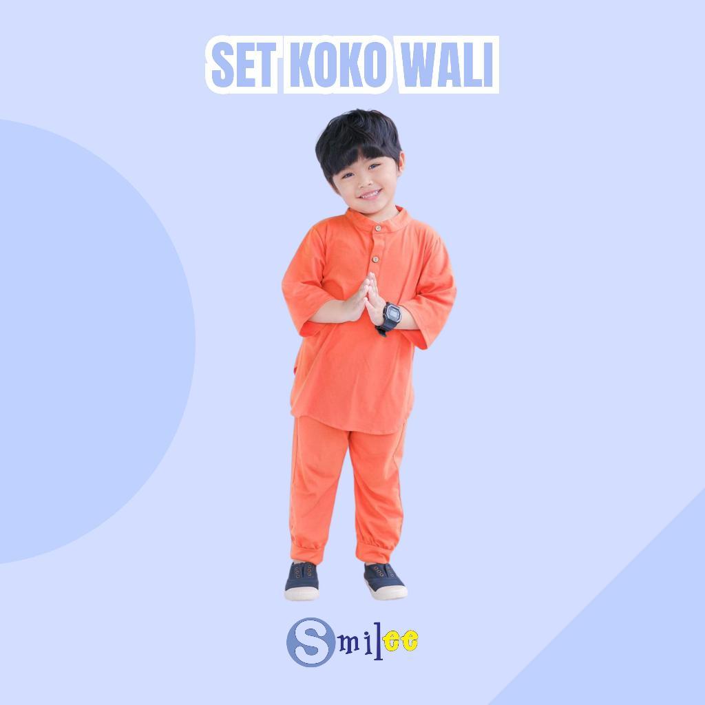 Setelan Koko Anak Kaos Wali Warna Merah Bata 1-5Thn