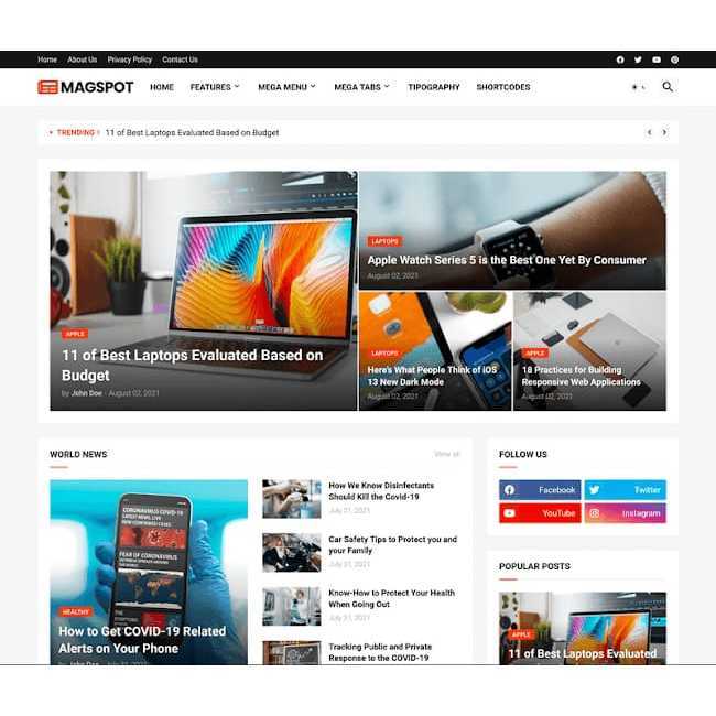 Magspot - Professional News & Magazine Blogger Template