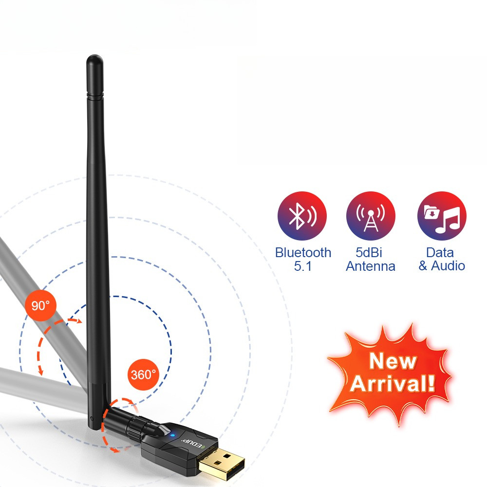 EDUP B3536 100M Bluetooth Adapter Free Driver 5.0 Wireless Long Range Transmitter USB Bluetooth Dong