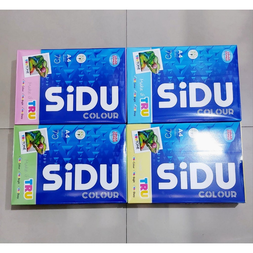 (PER 1 RIM) Kertas HVS SiDU F4 Warna / HVS Polos Pink Hijau Biru Kuning / Kertas print 500 lembar / 