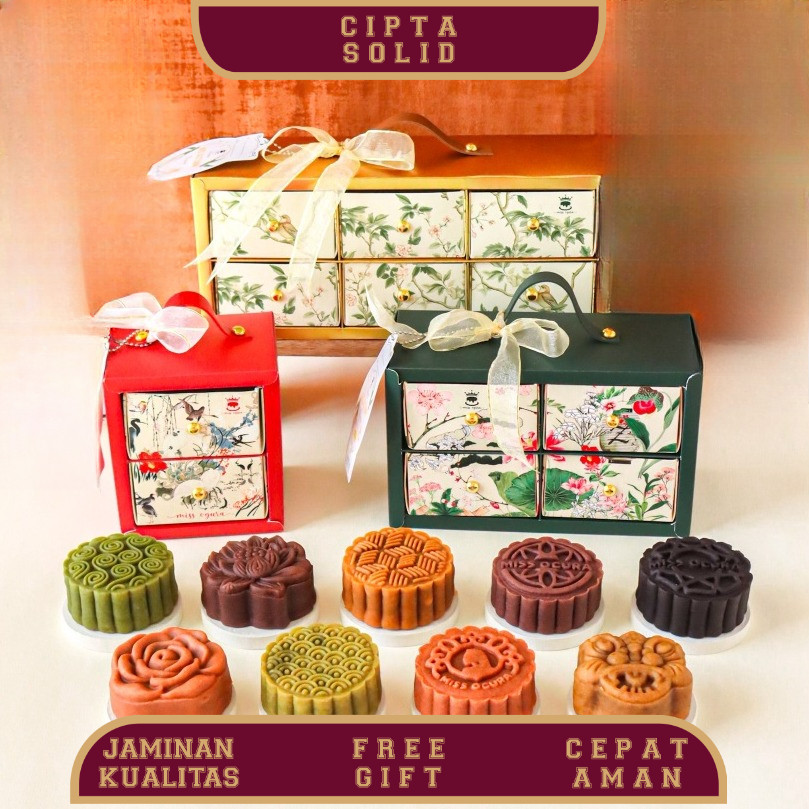 MOONCAKE  PAKET Hampers Box isi 2 / 4 / 6  / Kue Bulan Halal by Miss Ogura