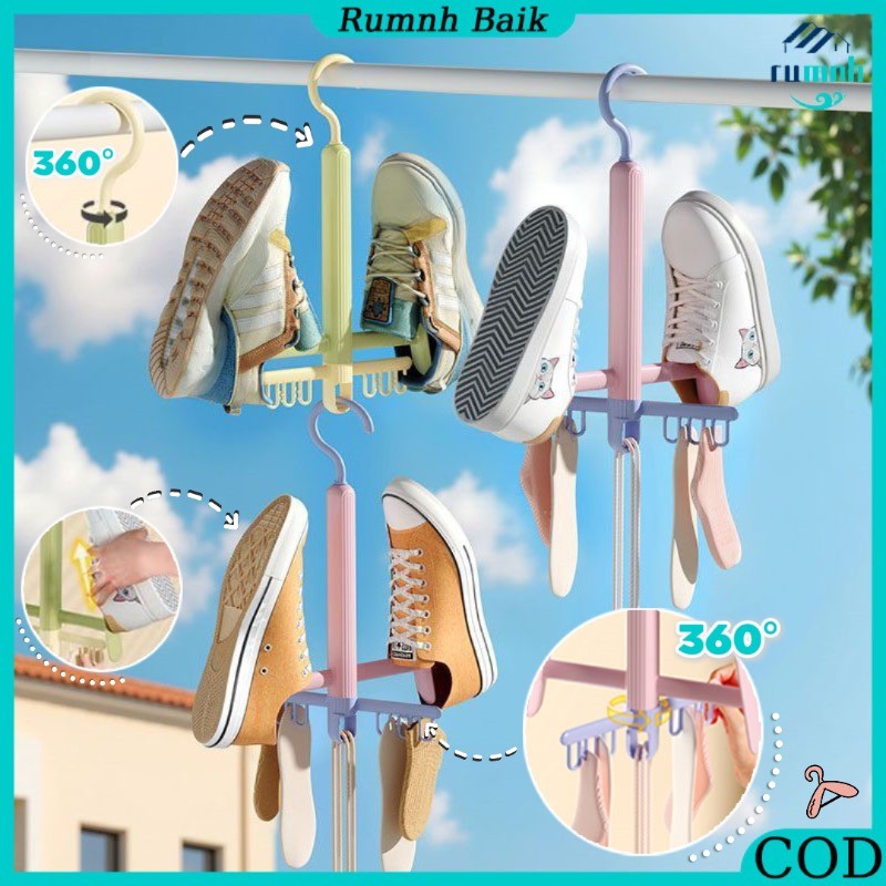 Shoes Hanger Multifungsi / Sepatu Sandal Hanger Jemuran Rak / Putar Sandal Hanger / Jemuran Kaos Kak