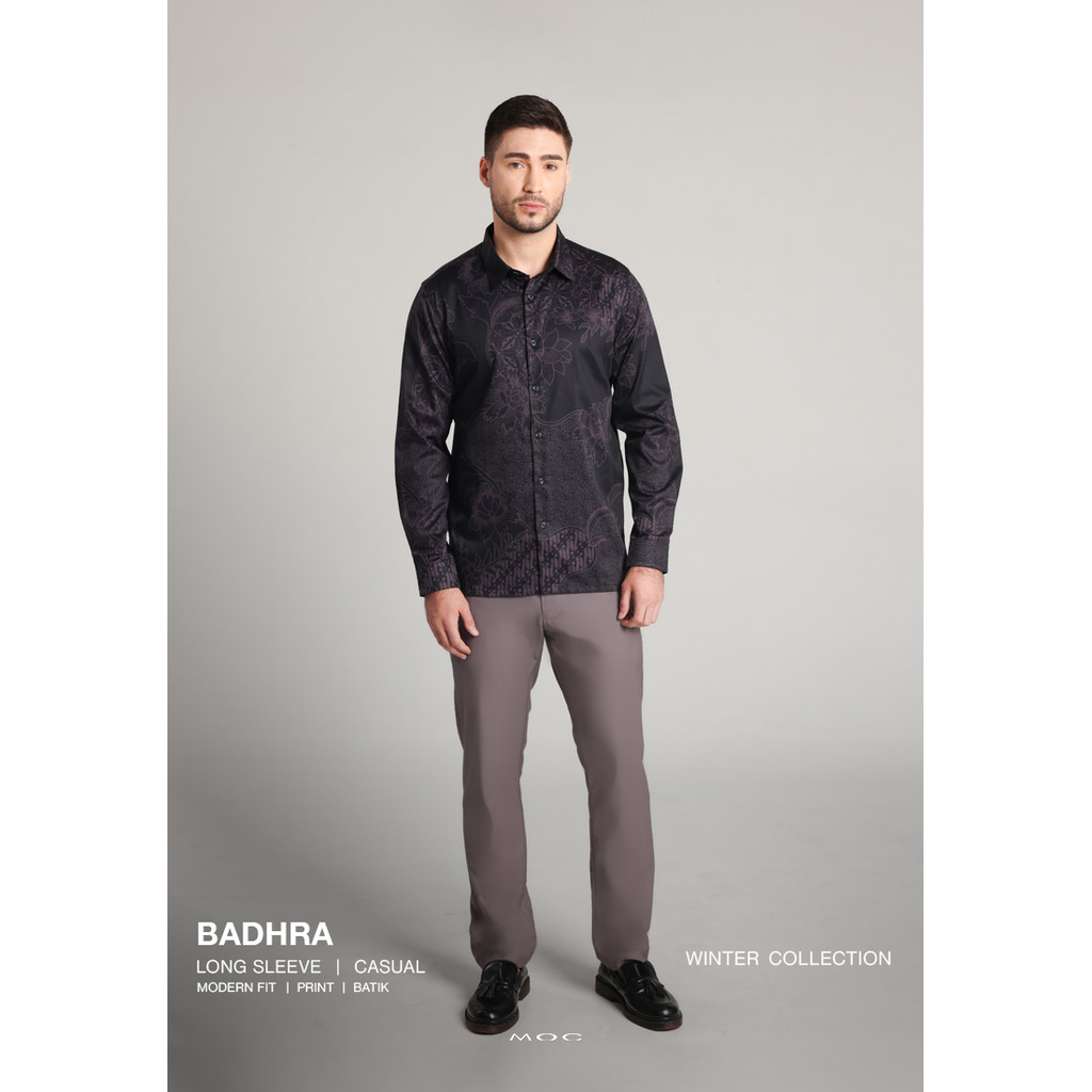 MOC - Kemeja Batik Pria Lengan Panjang Badhra - Black