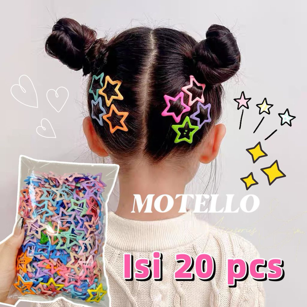 Hs7 - Motello - 20PSC Jepit Rambut Anak Perempuan Kaleng Gaya Baru Jepit Rambut Bintang jepitan ramb