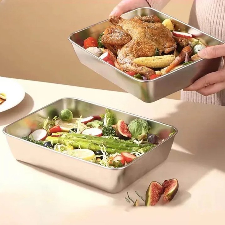 Eggy Loyang Nampan Tray Grill Pan Oven Baking Stainless Steel 430 23.5x17.8x2.5cm - EG36 -0001