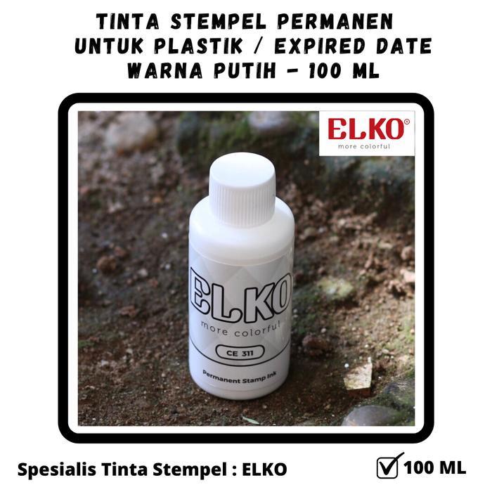 Tinta Stempel Permanen Plastik Expired Date Warna PUTIH - ELKO 100 ML
