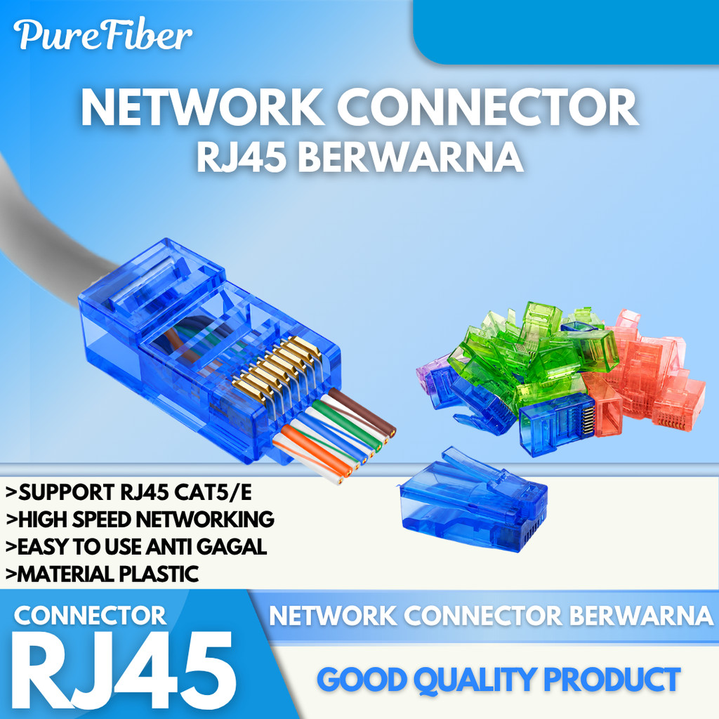 Konektor RJ45 CAT5 ||  RJ45 CAT5 Konektor Jaringan Warna-Warni