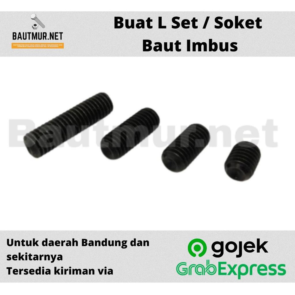 Baut L set 6 mm LTK - Baut L tanam Baja Hitam - Baut Imbus Soket Set