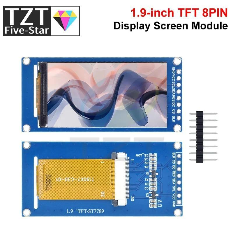 Layar LCD TFT IPS 1.9 Inci Sudut Pandang Penuh, Modul Layar Warna, Port Serial SPI, Definisi Tinggi 