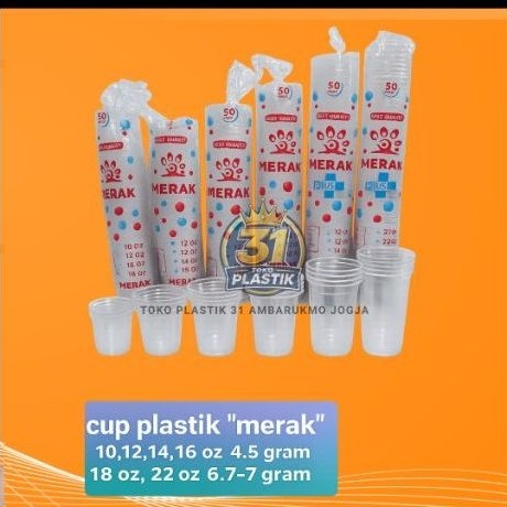 CUP PLASTIK MERK MERAK 16 OZ , 18 OZ , 22 OZ