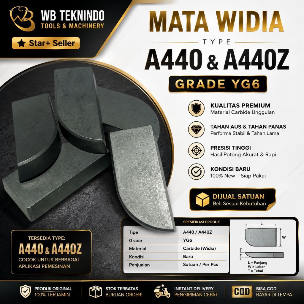 Mata Widia A440 A440Z YG6 Pahat Bubut Carbide Brazed Baru Mata Potong Bubut Besi Baja Diameter Besar