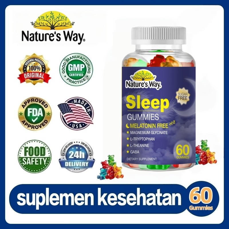 Nature’s Way Sleep Gummies 60 Gummies Suplemen Tidur Sugar Free Melatonin Free Magnesium Glycinate L