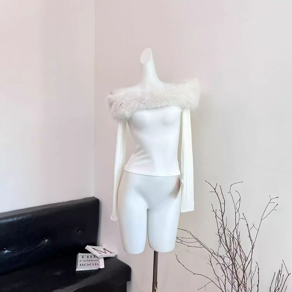 Lumina Hes Atasan T-shirt wanita lengan panjang fit body y2k Mode Eropa dan Amerika yang dipoles kem