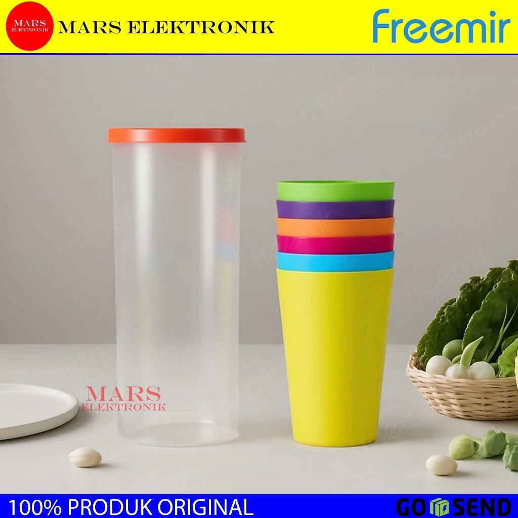 FREEMIR RAINBOW PLASTIC CUP SET 7PCS -CANGKIR FREEMIR PLASTIK SET READY