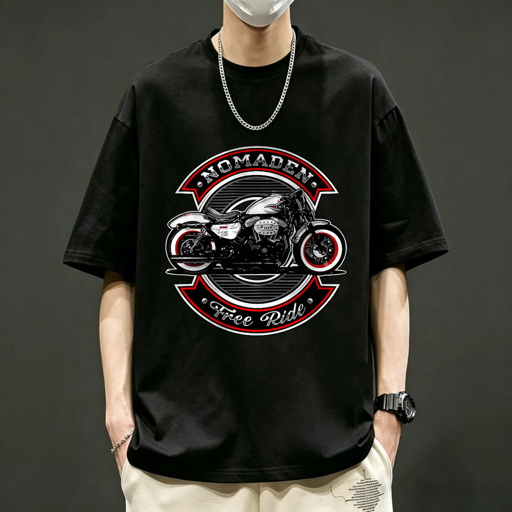 Kaos Pria Nomaden Free Ride Motor Klasik Kaos Band American Style T Shirt Unisex Kaos Vintage Kaos D