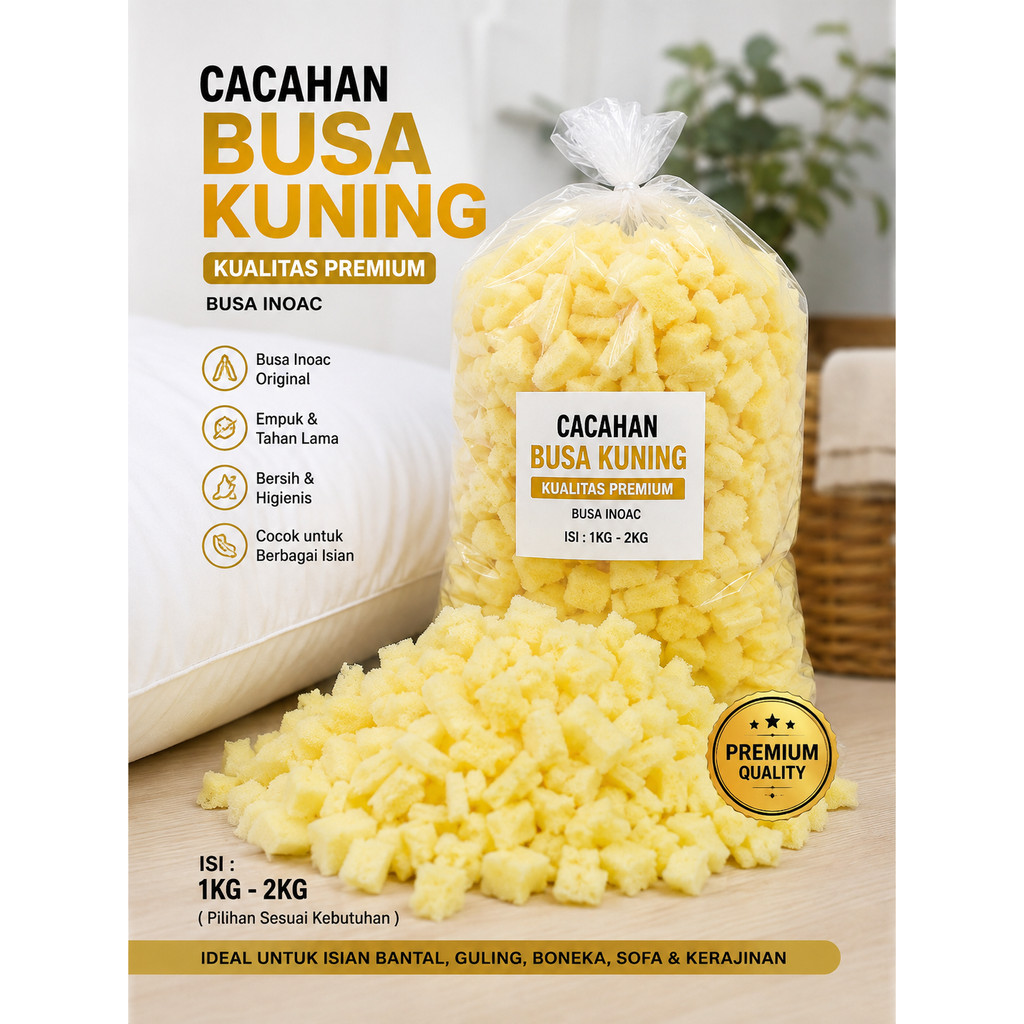 CACAHAN SPONS BEKAS  KUALITAS PREMIUM / busa cacahan busa inoac/busa isian bantal/guling isi 1kg - 2