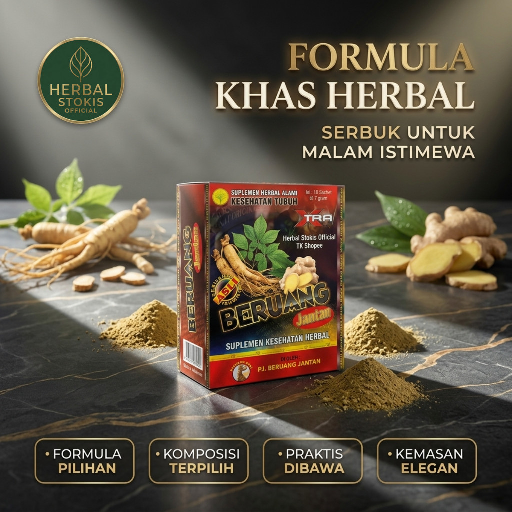 BERUANG JANTAN Serbuk Jamu Premium Herbal 10 Sachet – Racikan Herbal Pilihan Berkelas