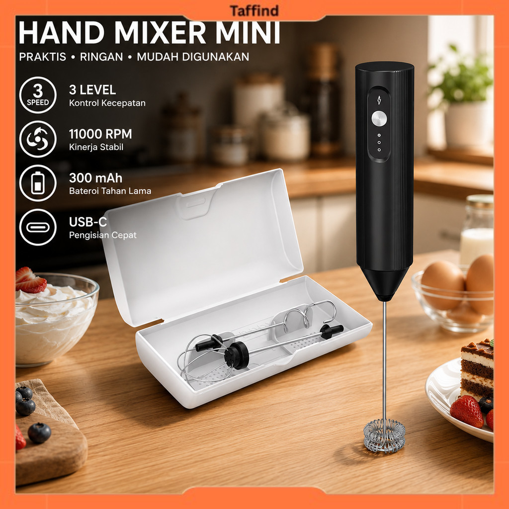 Hand Mixer Mini Pengocok Milk Frother USB Charge 300mAh - EF-B-BOX