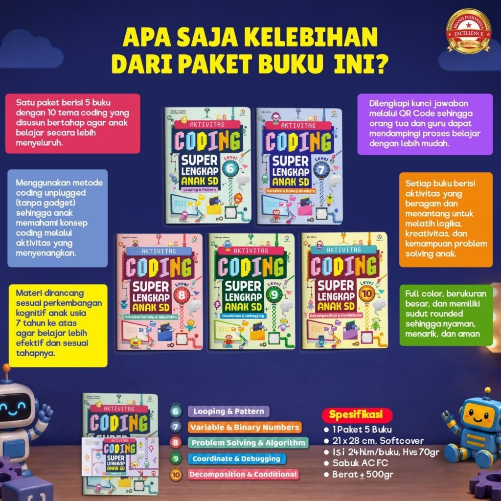 AKTIVITAS CODING SUPER LENGKAP ANAK SD: Belajar coding dengan cara seru & menyenangkan