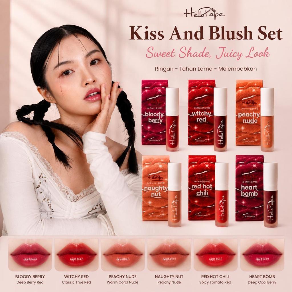 [NED] BEAUTETOX x HELLO PAPA Kiss & Blush Set 3 in 1 Lip Tint Blush Lips and Eyeshadow with Hyaluron