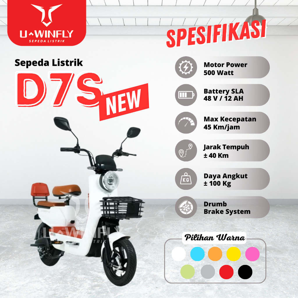 Uwinfly Sepeda Listrik Tipe New D7S