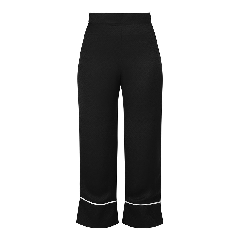 Buttonscarves Monogram Satin Binding Detail Pants - Midnight