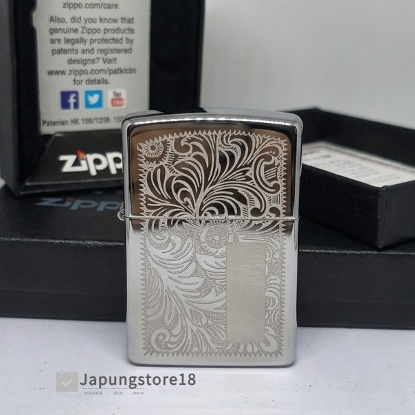 pemantik mancis denting 2x zippo venetian silver elegan vintage  suara denting dua nyaring