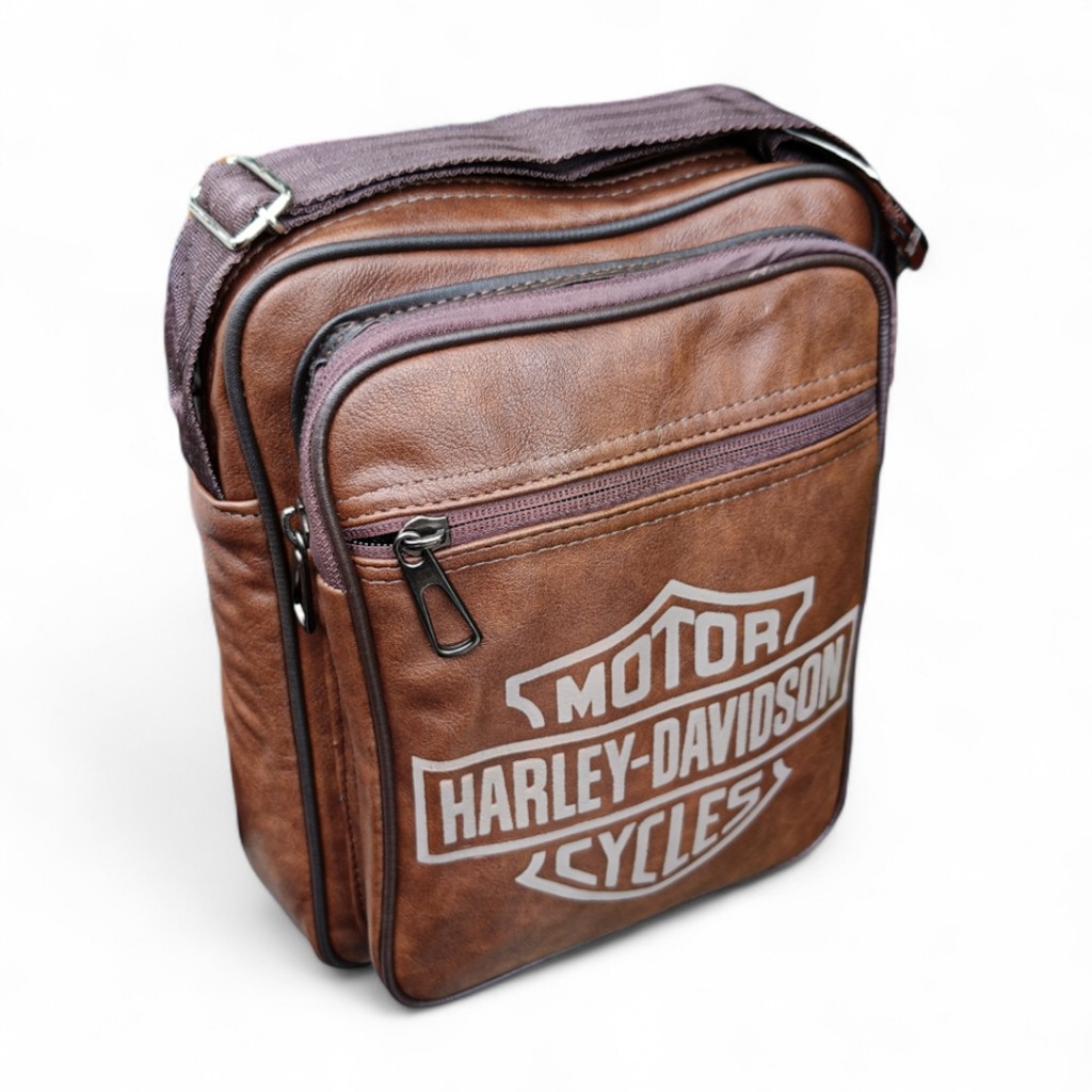 DM DWANMISS - Tas Selempang Bahu Kulit Pu Medium | Slingbag Motif Logo Harley
