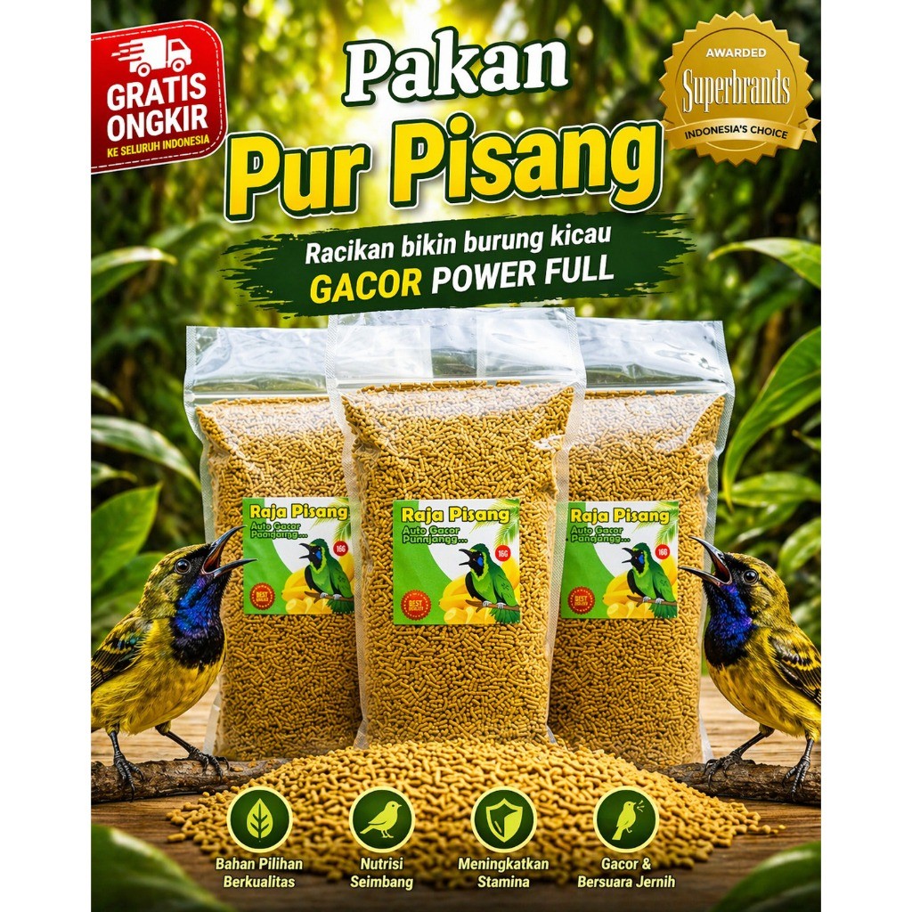 Pur Pisang 1kg Voer Pakan Burung Pemakan Buah Burung Jalak Suren Kutilang Cucak Ijo Jalak Kebo Beo T