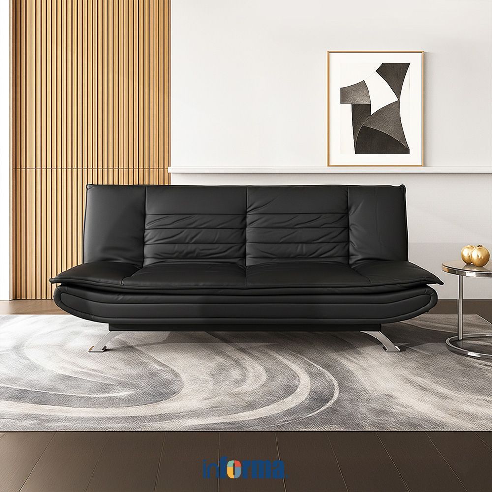 Informa Faith-2 Sofa Bed Kulit 2 Seater - Hitam Sofa Lipat Tempat Tidur Lipat Sofa Minimalis Sofa Sa