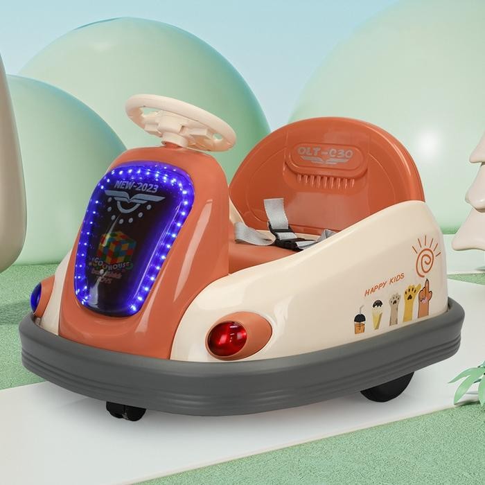 PROMO  Mobil Listrik Anak bumper car Remote Mobil Bumper Anak Ride on car Electric toy car - oranye 