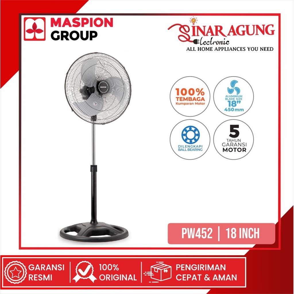 MASPION PW452 / PW-452 KIPAS ANGIN BERDIRI 16 INCH - GARANSI RESMI