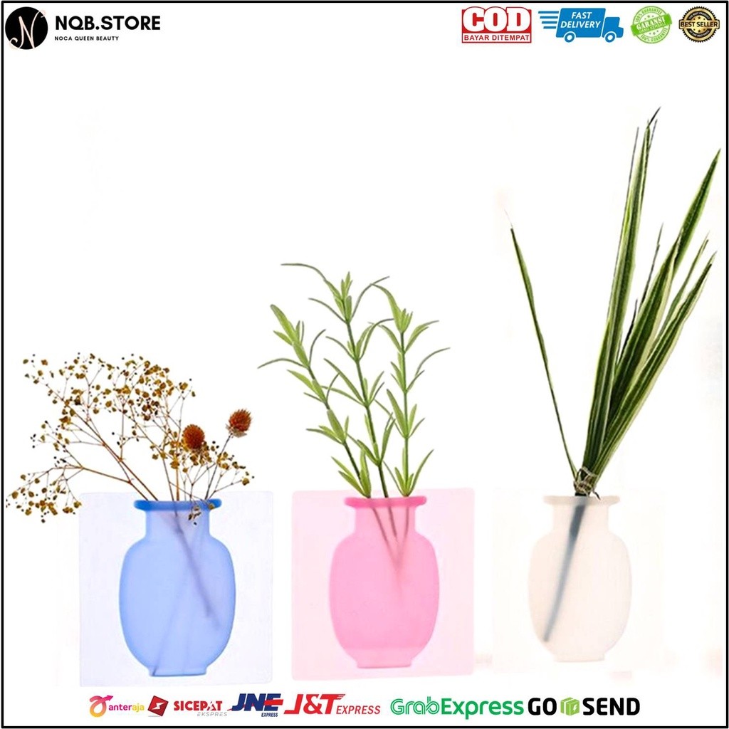 Vas Bunga Tempel Dinding Pot Tanaman Ajaib Silikon Bening - Silicone Planter