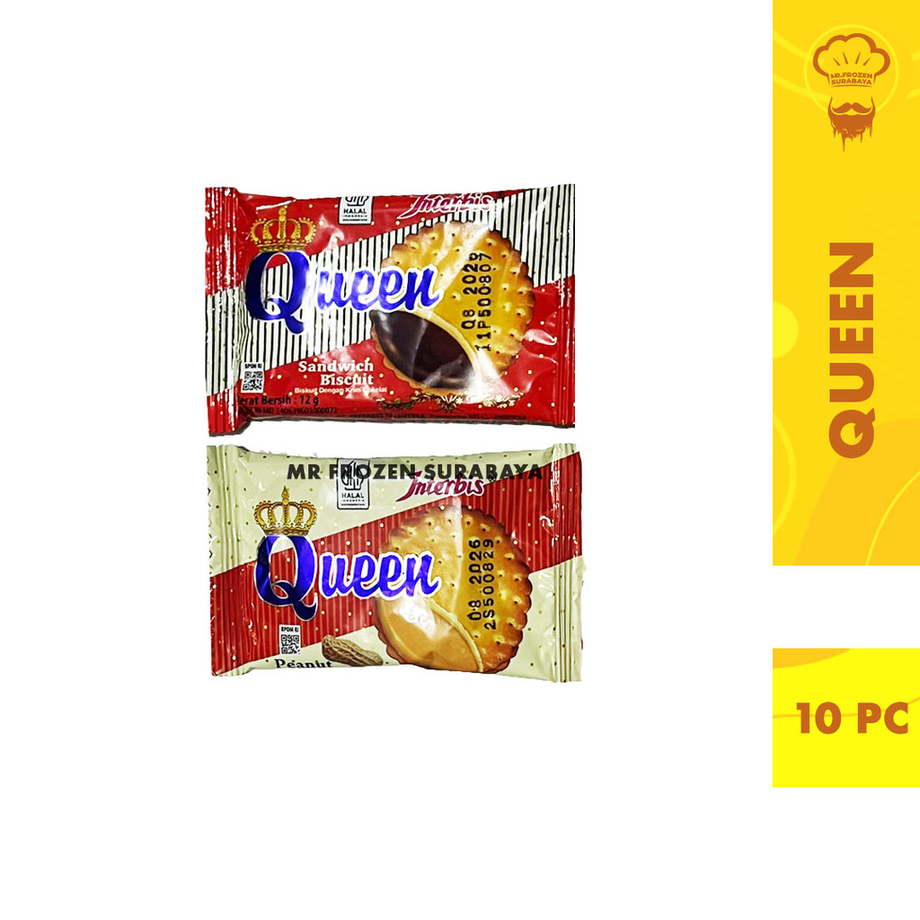 Biskuit Sandwich Jadul Queen rasa Coklat Kacang Isi 10 pc