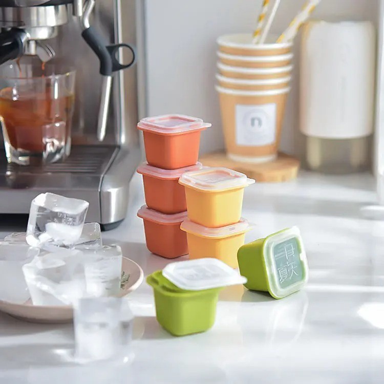 Alat Pencetak Puding Agar-Agar Cetakan Es Batu Bentuk Kotak Kecil Dengan Tutup Jelly Cokelat Yogurt 