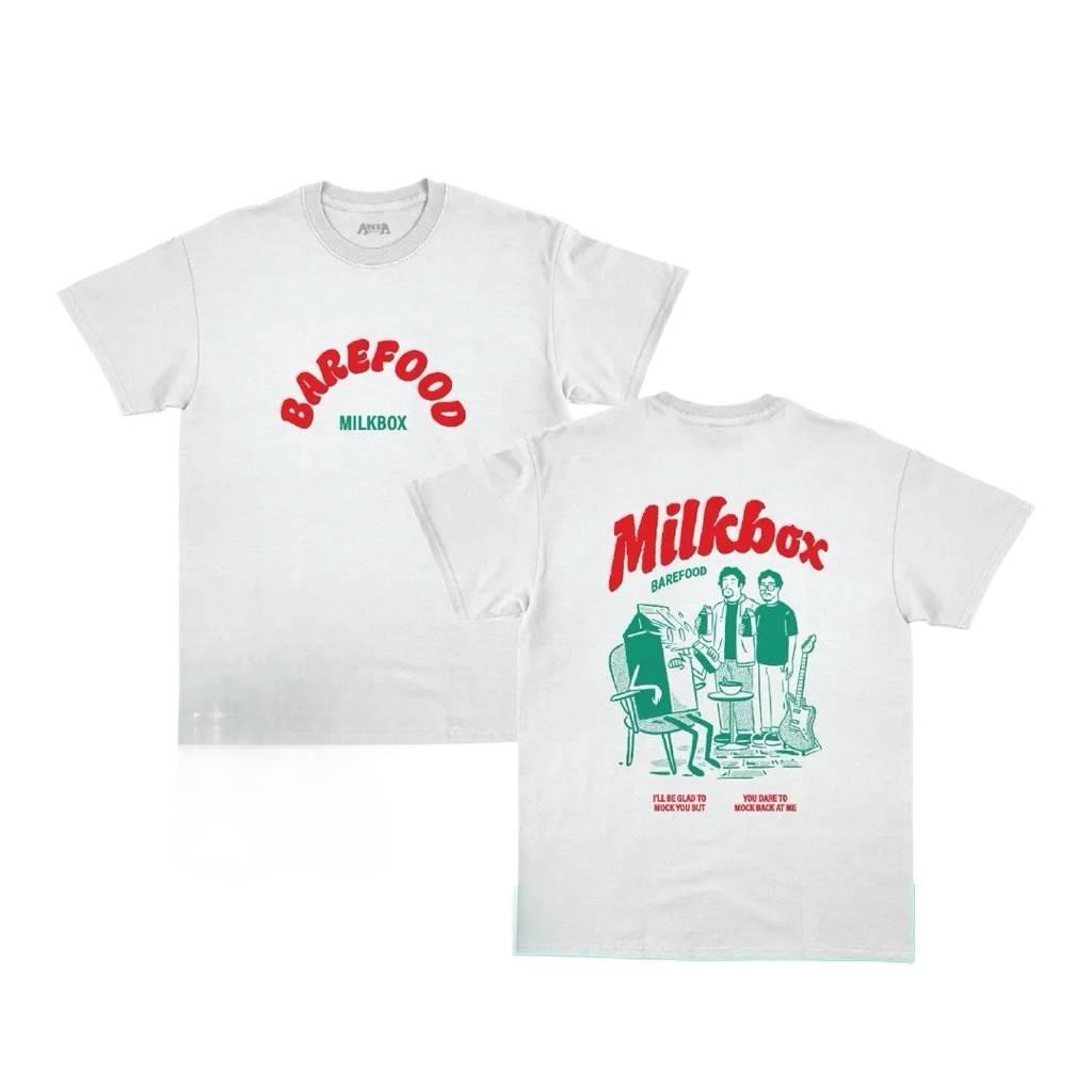 Barefood - Milkbox Tshirt - White | Official Merchandise (Free Poster, CD, Pin & Sticker)kaos pria