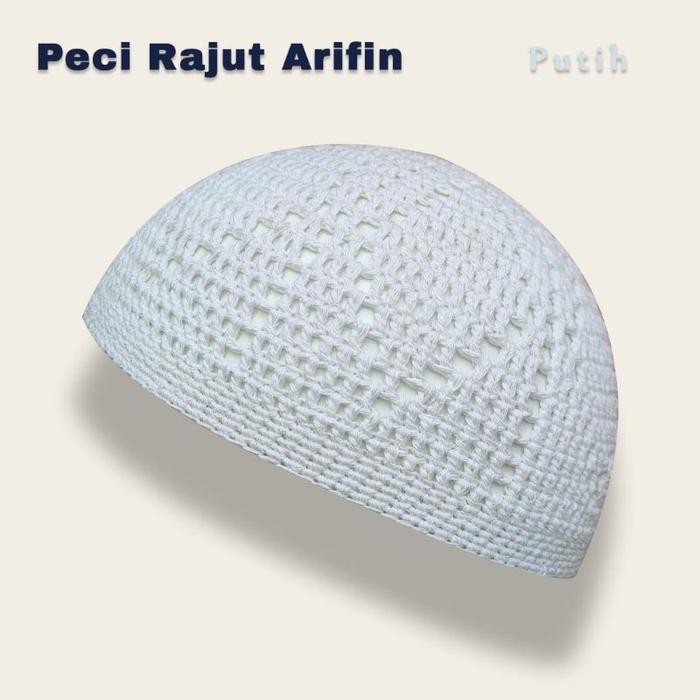 [PROMO] ZAJA Peci Rajut Polos Warna Putih Tebal Oleh-oleh Kopiah Haji - Arifin Putih