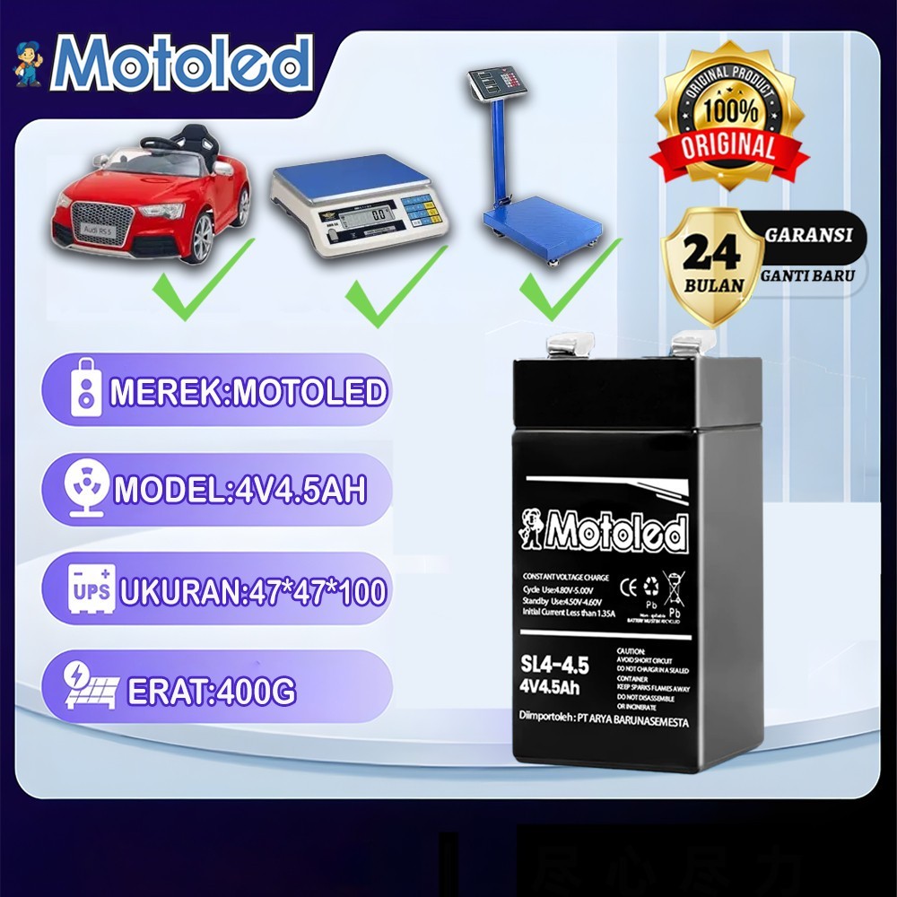 ASLI Aki 4V 4,5AH untuk produk-produk timbangan buah, timbangan meja, timbangan duduk 150kg 300kg /A