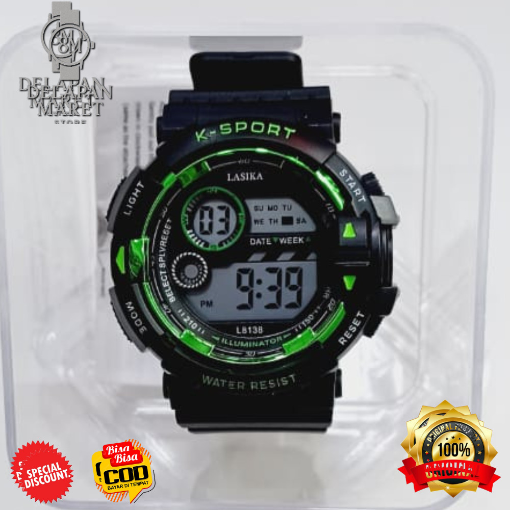 DELMART Jam Tangan Digital Pria Wanita LASIKA DM38138 K-Sport Waterproof LED Display Original