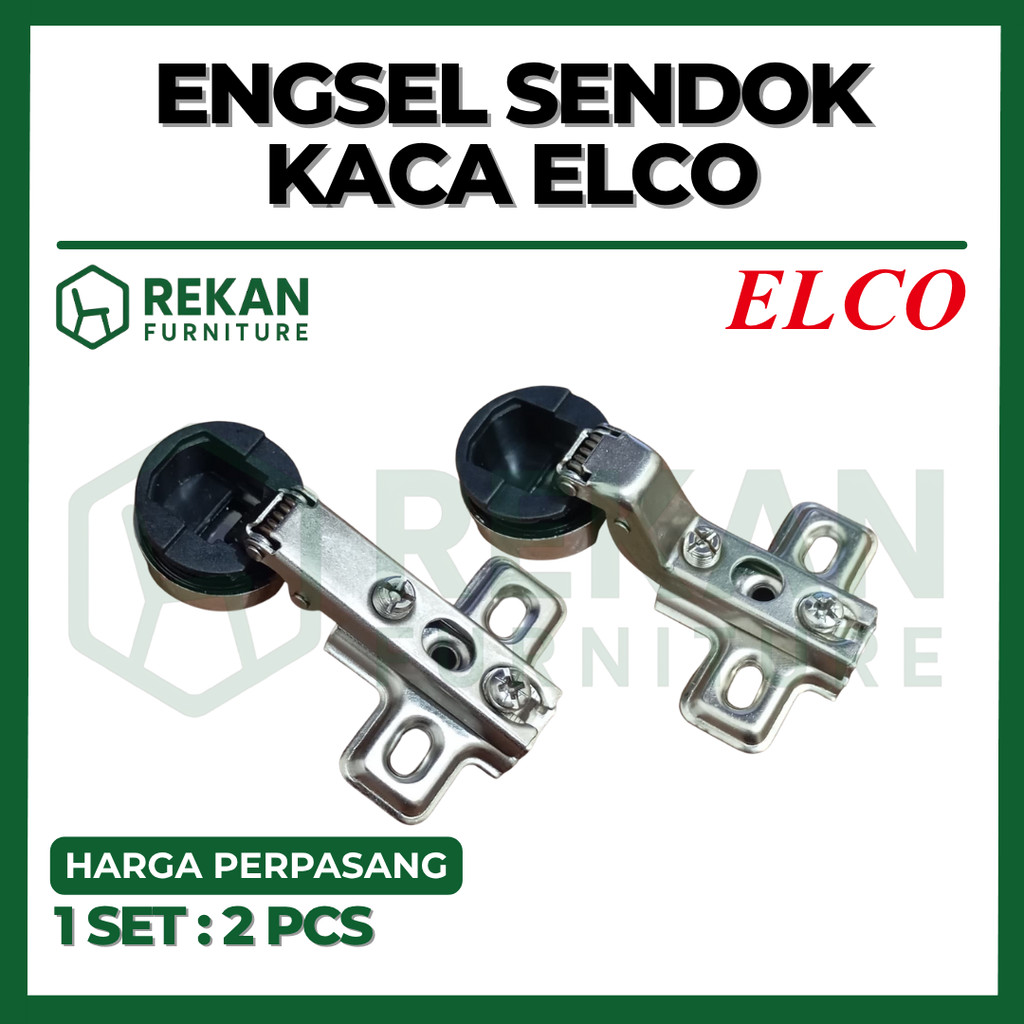 Engsel Sendok Kaca Slide-On ELCO 26 mm – Lurus / Full Bungkuk – Untuk Kaca 4–6 mm