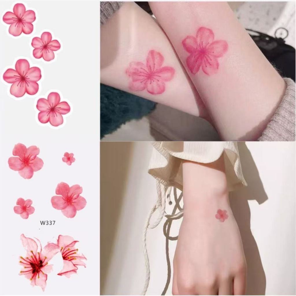 Stiker Tato Bunga Persik Indah untuk Pergelangan Tangan Jari Pergelangan Kaki Tahan Air Tahan Lama G