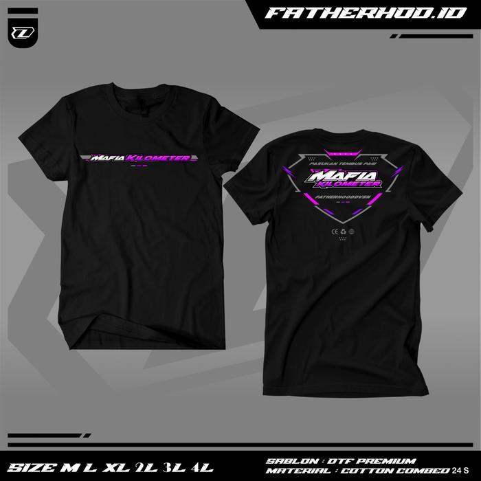 (COD) T-Shirt - “MAFIA KILOMETER” - Free Stiker  Katun Combed Premium - Hitam, M
